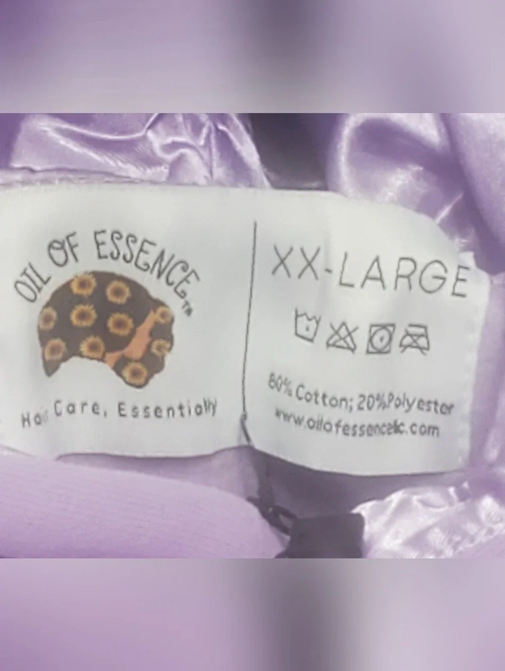Oil of Essence Satin Lined Hoodie Lilac XXL NWT Hair Care Soft Fleece Snap Neck
